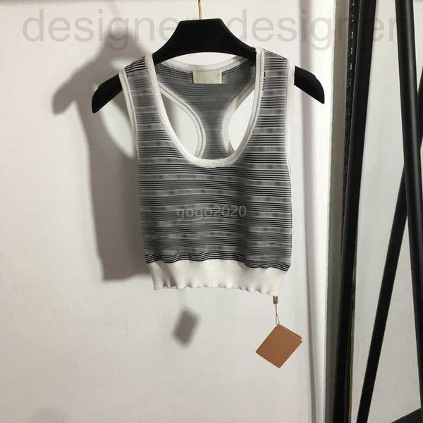 

women's t-shirt designer 23ss women tee jogging vest knits t shirts with striped letters pattern girls crop runway high end brand stre, White