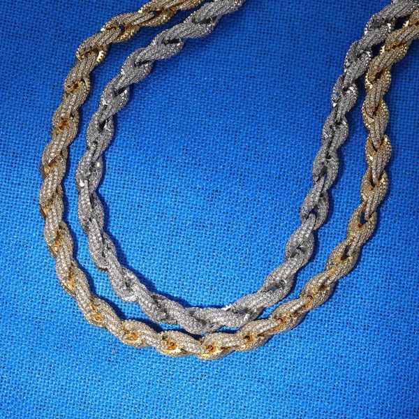

trendy hip hop zircon pendant 8mm stainless steel twisted chain necklace for men women party wholesale, Silver