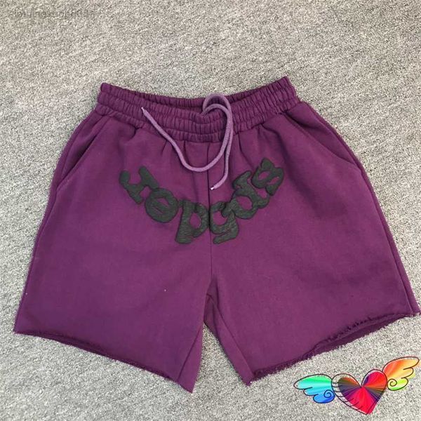 

foam printing sp5der shorts men purple young thug hip hop cotton wed breeches dfv2 vr5e, White;black