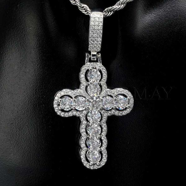 

fine jewelry moissanite cross pendant silver 925 iced out hip hop rapper jewelry men women moissanite diamond ankh cross pendant