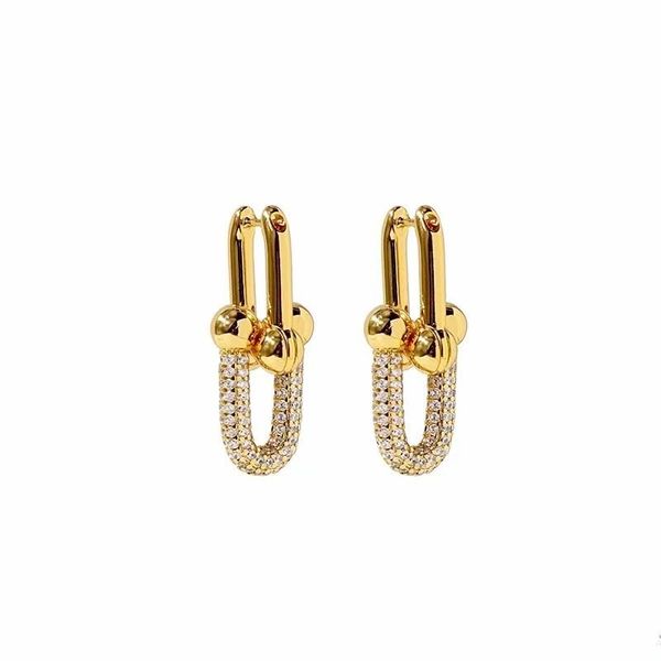 

brand jewelry women chain earrings fashion designer earrings girls valentine's day gift factory wholesale with box, Golden;silver