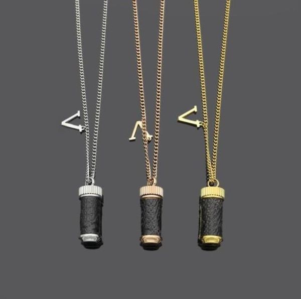 

europe america style men lady women titanium steel lovers thick long necklace sweater chain with wrap leather perfume bottle charm7712934, Silver