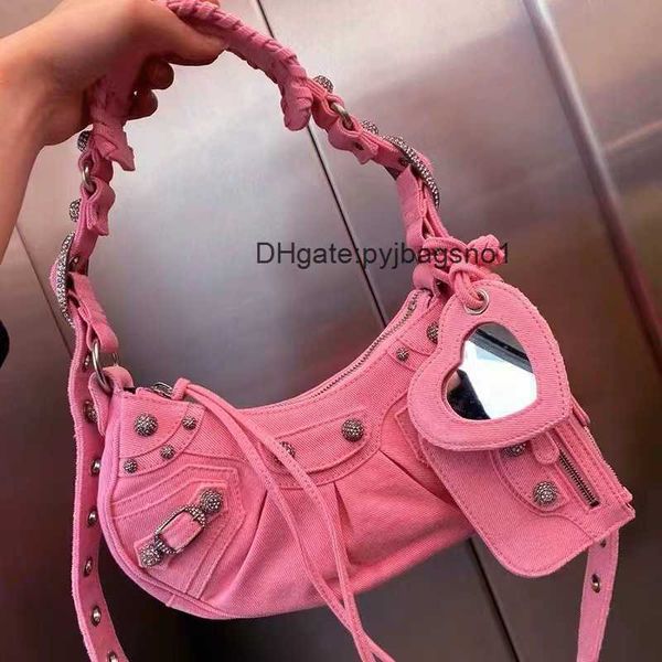 

agci designer handbag evening balense ga diamond denim motorcycle bag crescent bag crossbody women's tassel underarm women's genui