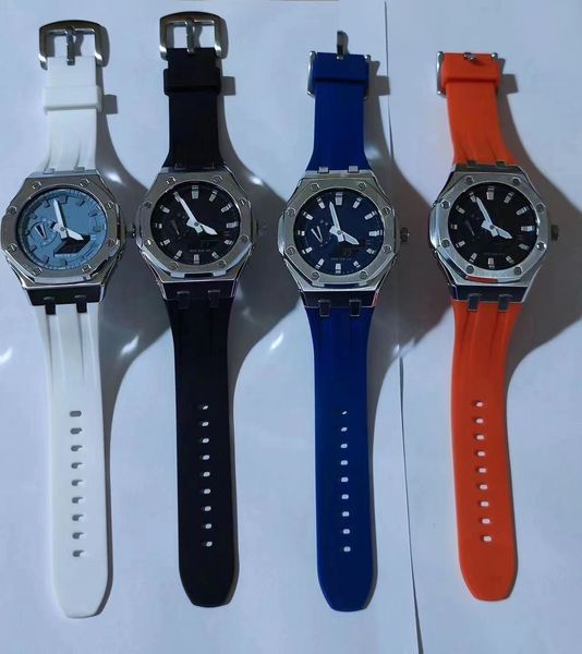 

watch display new color quartz male electronic reloj hombre wristwatch world time all functions automatic light shock, Slivery;golden