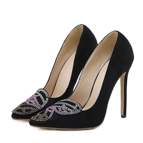 

liyke spring autumn black high heels women pumps fashion color rhinestone pointed toe shallow party dress shoes stilettos mujer