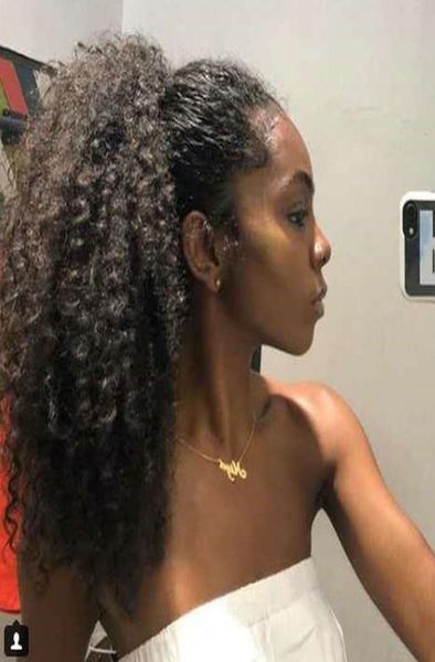 

brazilian kinky curly human hair ponytail for black women drawstring ponytail human hair available clip in pony tail hair extensio1379700