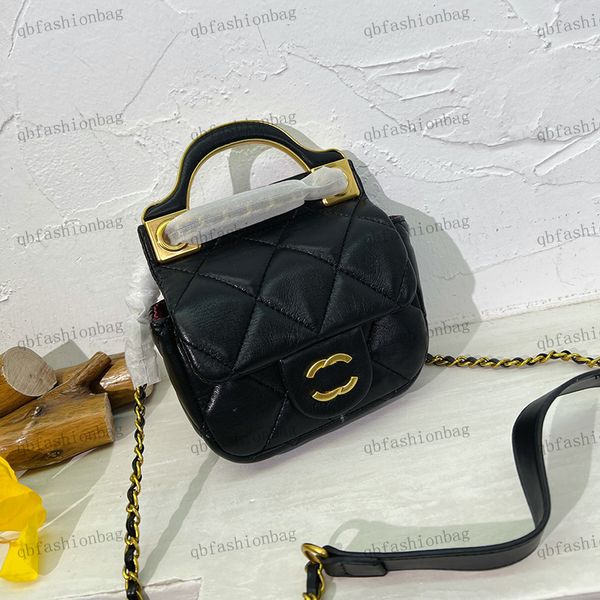 

womens shoulder bag mini handle tote diamond leather clamshell metal hardware buckle matelasse chain crossbody bags card clip coin purse des