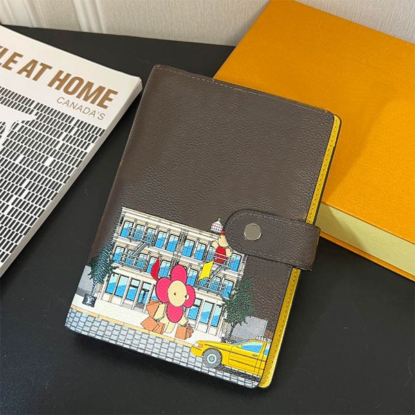 

silk print canvas planner with card holders sleeves agenda sold w box christmas gift ideas, Brown;gray