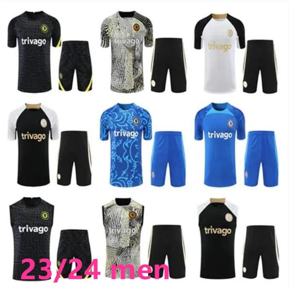 

23 24 cfc men vest soccer training suit sleeve shorts kit 2023 24 pulisic mount polo football jersey foot maillot tracksuit chandal sweatshi, Black