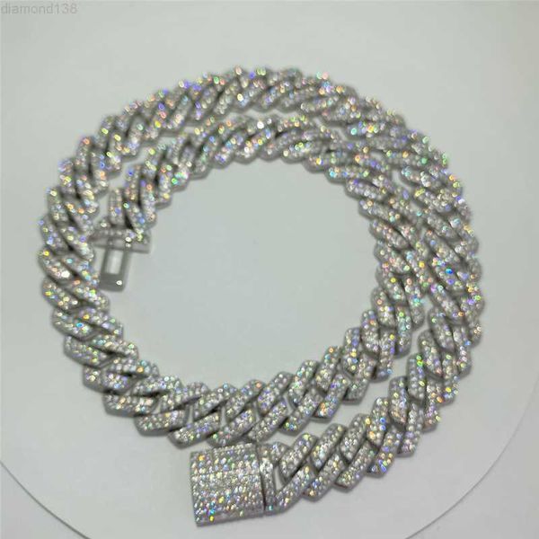 

in stock 14mm wide moissanite diamond cuban link 925 silver fully iced out vvs moissanite hip hop jewelry chain cuban bracelet