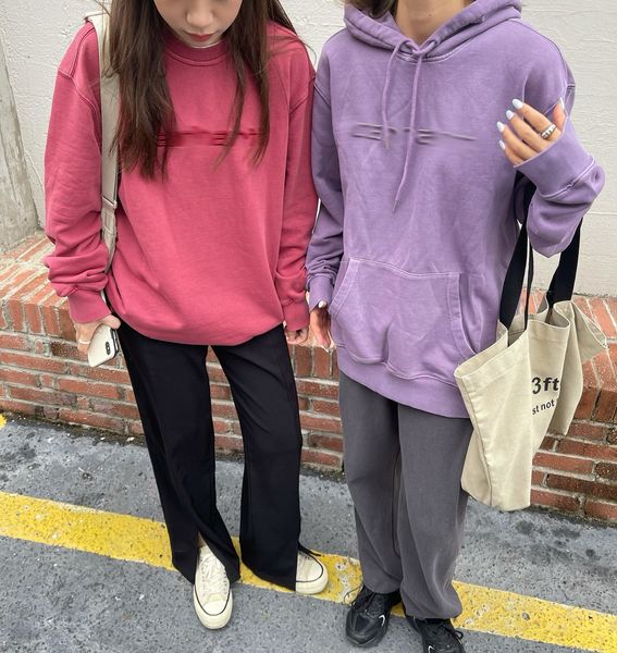 

womens hoodie sweatshirts pullover classic letter embroidery heavy industry washing round neck couple hoodies, Black