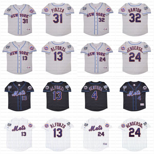 

robin ventura 2000 mets world series baseball jerseys edgar alfonzo rickey henderson mike piazza mike hampton custom stitched, Blue;black