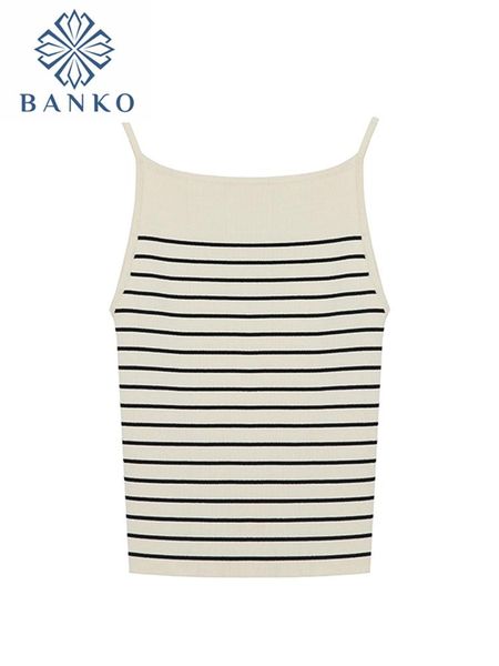 

t-shirt 2023 summer women striped tank fashion ladies sleeveless strapless knit slim crop camisole female clothing tanks, White