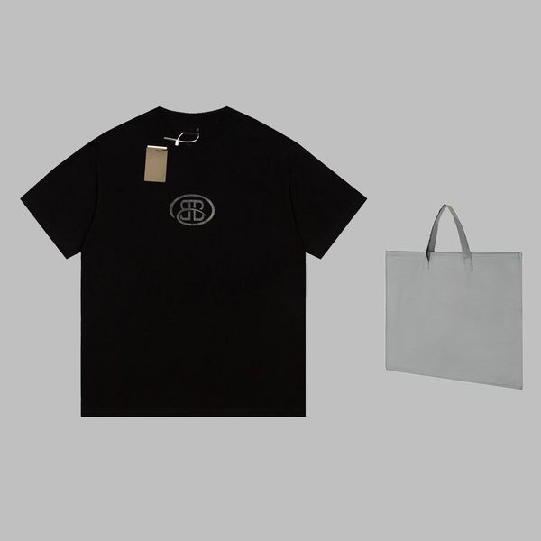 

black classic designer men's luxury t-shirt designer three-dimensional embossed short sleeve crewneck for male and female couples, White;black
