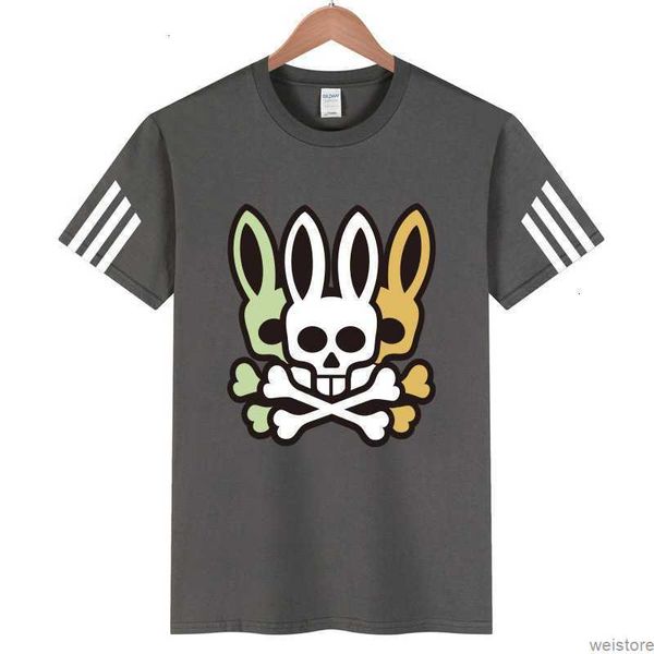 

psycho bunny t-shirts mens designer summer casual t shirt polos slim skull rabbit printed round neck tees short sleeve fit breathable ifvf, White;black