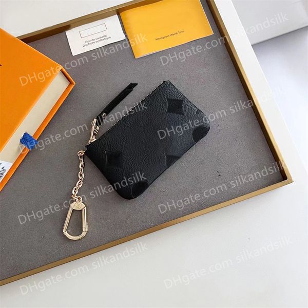 

designer coin purse new luxury mini key case mens embossed coin purse small bag ladies card bag classic mans portable mini wallet with orang, Red;black