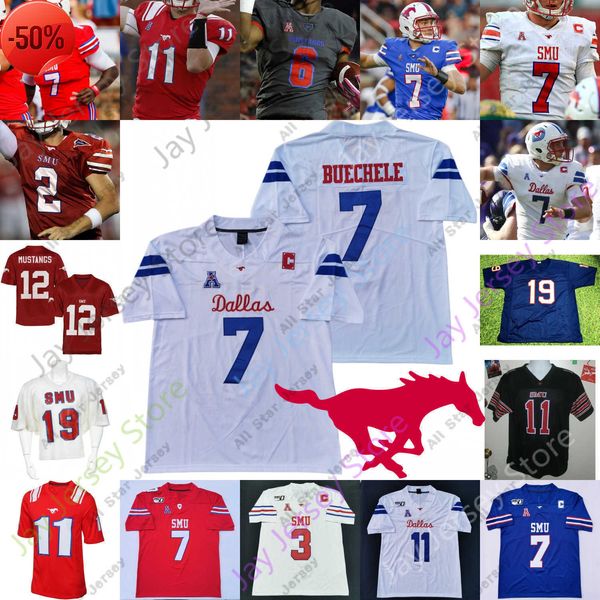 

football jerseys custom smu mustangs football jersey ncaa college shane buechele xavier jones reggie roberson jr. james proche patrick nelso, Black;red