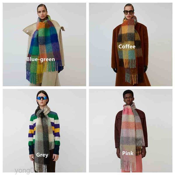 

women ac sacrf cashmere winter scarf scarves women type colour chequered tassel, Blue;gray