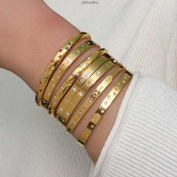 

womens tarnish yellow gold designer jewelry personalized open cuff cubic zircon diamond cut 18k bangle bracelet, Silver