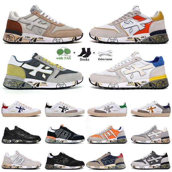 

designer premiata steven genuine casual shoes men layer leather cowskin mick lander premiatas shoe white black grey blue brown trainers walk