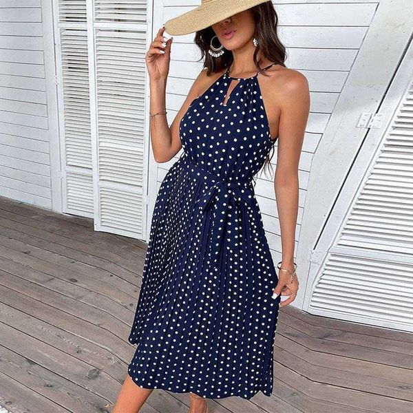 

summer fashion womens dress wear polka dot empire halter cap sleeve, Black;gray