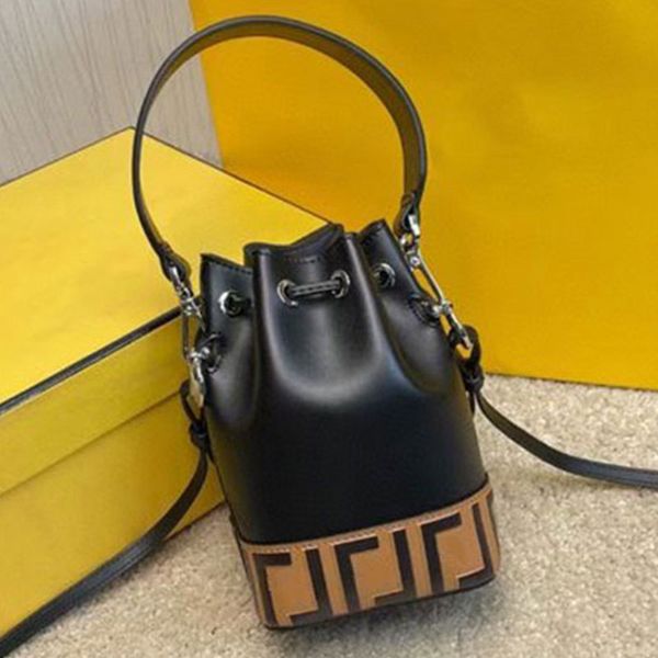 

calfskin designer small bucket handbag metal logo decoration womens leather diagonal shoulder bag drawstring tote crossbody bag womens fashi