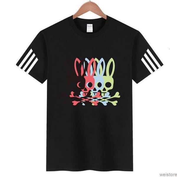 

psycho bunny shirt mens designer t-shirt ins fashion letter casual summer short sleeve skull rabbit printed t shirt women's tees crew n, White;black