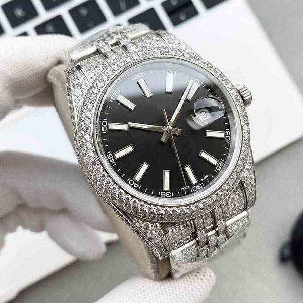 

mens rolx watch date gmt mens watch automatic mechanical watches sapphire 41mm strap diamond-studded steel women wristwatch montre de luxe f, Black;brown
