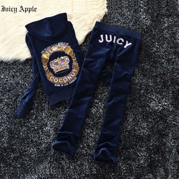 

juicy apple tracksuit women hoodie set 2023 sportsuits two piece sets hooded sweatshirts long pants winter sport fitness suits, Gray