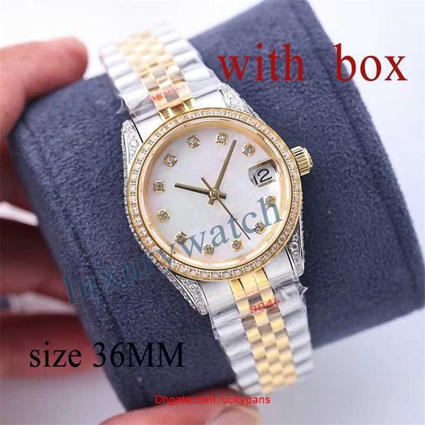 

r olax luxury diamond watches moissanite automatic watchs rose gold size 36mm sapphire glass 50m waterproof designer watch womens orologio c, Slivery;black