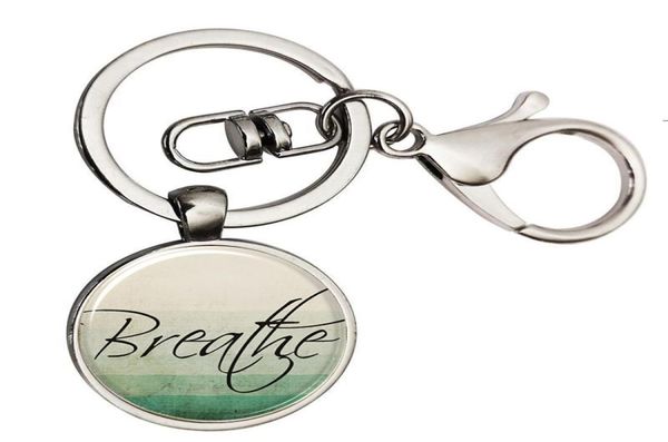 

new dream hope breathe keychain affirmation quote keyring jewelry yoga giftswords pendant inspirational accessories meaningful4610356, Silver