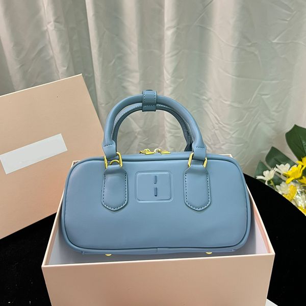 

women pillow bag handbags purse crossbody bags removable strap bottom nail zipper closure golden hardware genuine leather plain shoulder bag
