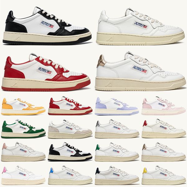 

designer shoes autries medalist sneakers action two-tone leather suede low autry usa men women casual outdoor trainers panda white pink size, Black