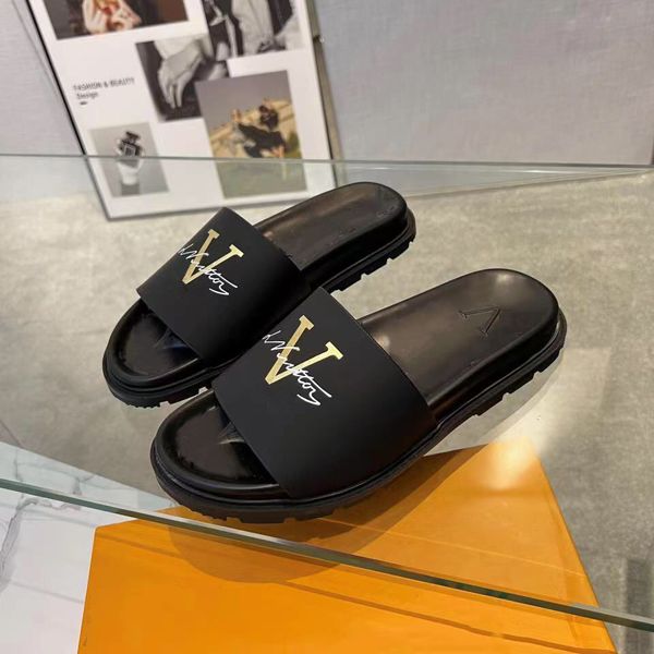 

designer slides women man slippers luxury sandals brand sandals real leather flip flop flats slide casual shoes sneakers boots by brand s330, Black
