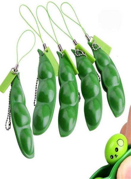 

keychains fiet toys decompression edamame pop it squishy squeeze pea beans nice key chain stress toy for rubber boys christm2522221, Silver