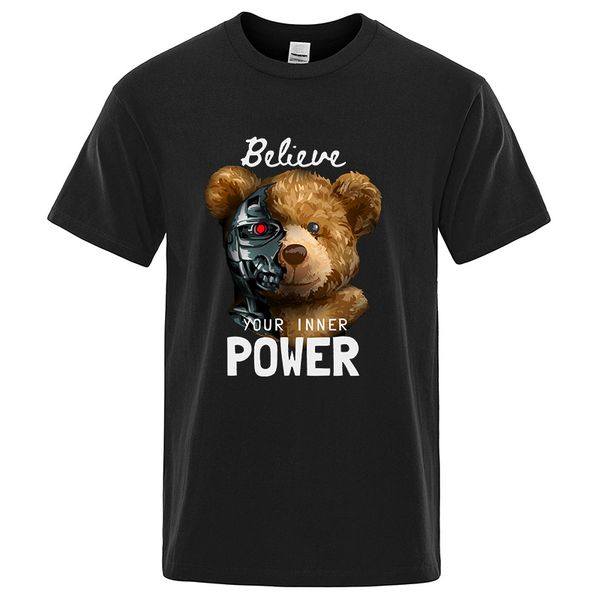 

violent bear printed cotton 100% shirt men's t-shirt anime harajuku clothing o neck street sweatshirt summer casual short sleeve tees, White;black