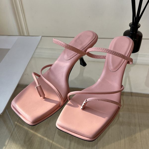 

liyke 2023 new summer slippers women thin low heels slides fashion narrow band square toe sandal shoes ladies elegant flip flops, Black