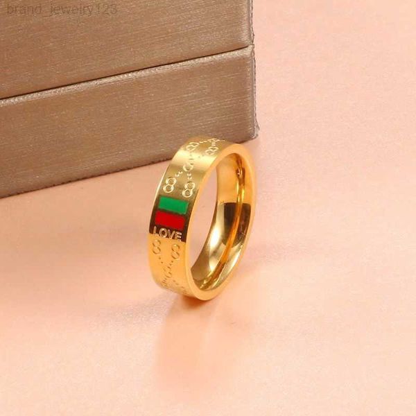 

woman stainess steel rings man wedding party classic gold plating charming 8 pattern finger ring luxury brand wedding jewelry, Golden;silver