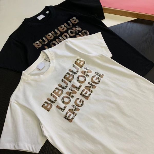 

2023 men's t-shirt brand designer new summer cotton plaid print letters short sleeve casual fashion black and white shirt couple costum, White;black