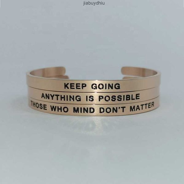 

high polished stainless steel custom empowered uplifting message bracelet, Silver