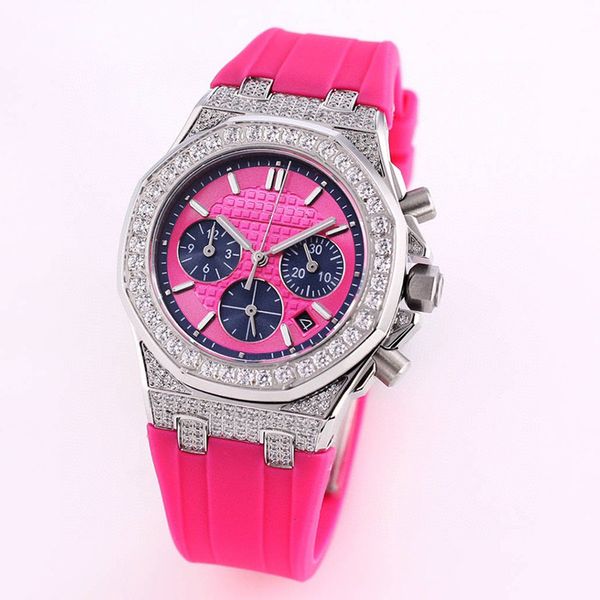 

women watch 37mm quartz movement watches for ladies diamond bezel fashion waterproof wristband men wristwatch montre de luxe gift, Slivery;brown