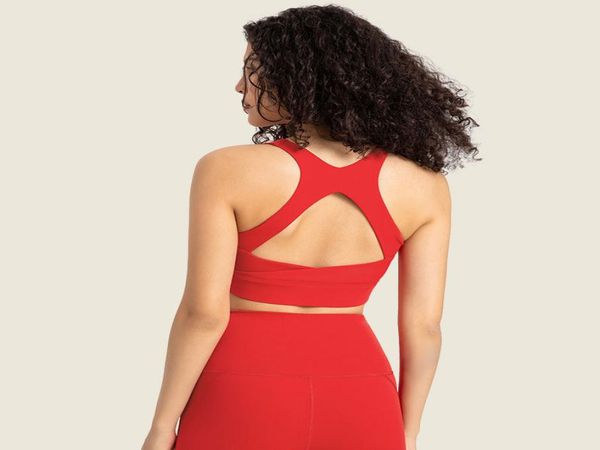 

l349 pa66 yarn fabric yoga buttery soft u neck bra xshaped superwide strap sports bra nude sense tank women vest4209128