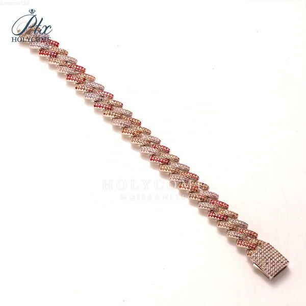 

custom 22cm 925 sterling silver gold plated miami iced out moissanite cuban bracelet chain