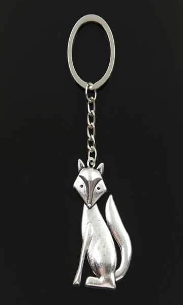 

fashion 30mm key ring metal key chain keychain jewelry antique bronze silver color plated fox 50x37mm pendant2916038