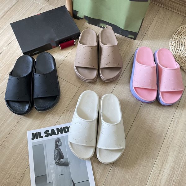 

2023 new women's slide sandal with embossed interlocking g designer sandals platform 5cm slide women mens slippers flip flops summer sh, Black