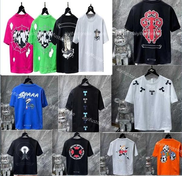 

men's t-shirts 2023 classics mens t shirts heart brand crew neck chromes short sleeves tees ch t-shirts sweater casual horseshoe sanskr, White;black