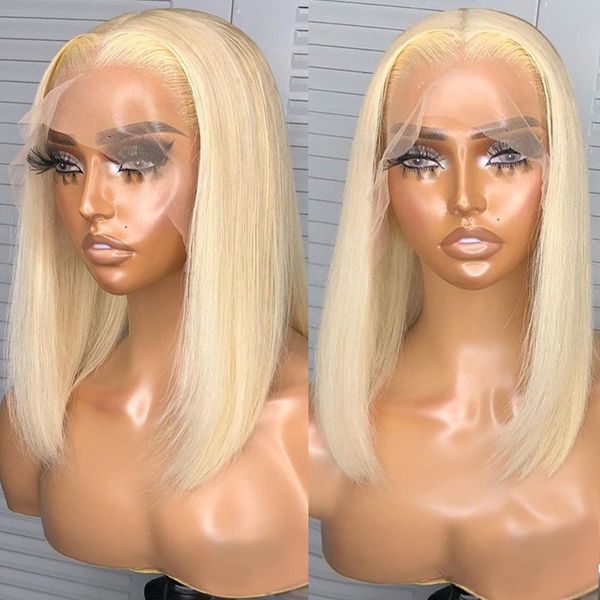 

613 honey blonde bob wig 13x4 transparent human hair lace frontal wigs for women brazilian straight human hair wigs preplucked, Black;brown