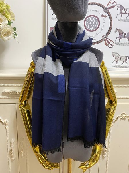 

women's long scarf scarves shawl 100% cashmere material stripes plain size 180cm - 63cm, Blue;gray