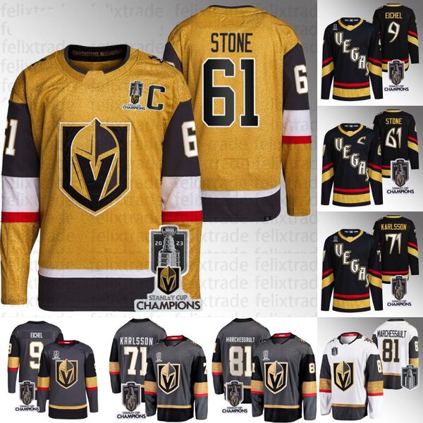 

mark stone vegas 2023 stanley cup champions jersey nicolas roy jack eichel jonathan marchessault phil kessel chandler stephenson martinez go, Black;red