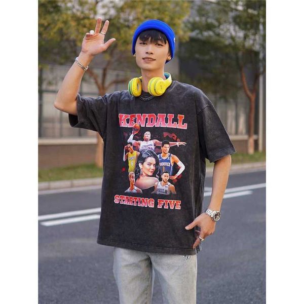 

basketball starting five kendou washable t-shirt short sleeve men women, White;black